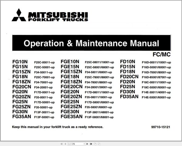 Mitsubishi Forklift FD35AN Service Operation Manual (2)