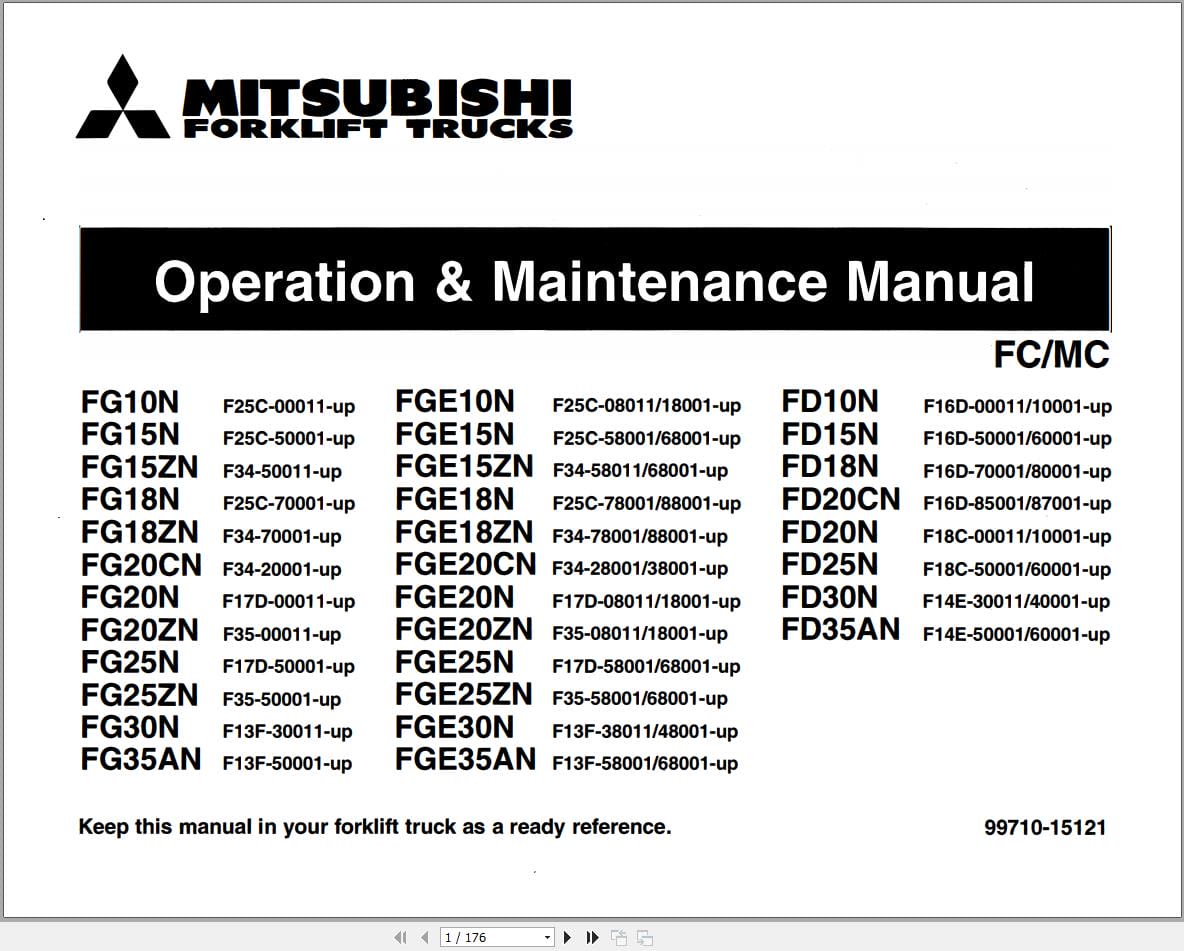 Mitsubishi Forklift FD35AN Service Operation Manual (2)