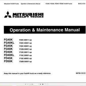 Mitsubishi Forklift FD40K FD50K FG40K FG50K Service Operation Manual (1)