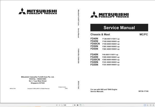 Mitsubishi Forklift FD40N FD55N FG40N FG55N Service Operation Manual (2)