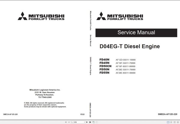 Mitsubishi Forklift FD40N FD55N Service Operation Manual 02.2024 (4)