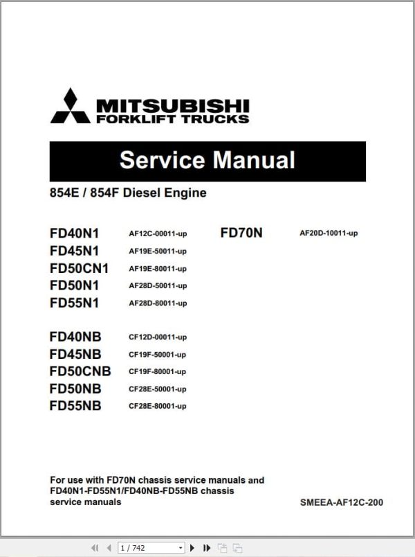 Mitsubishi Forklift FD40N1 to FD55N1 Wiring Diagram and Service Manual 06.2023 (2)