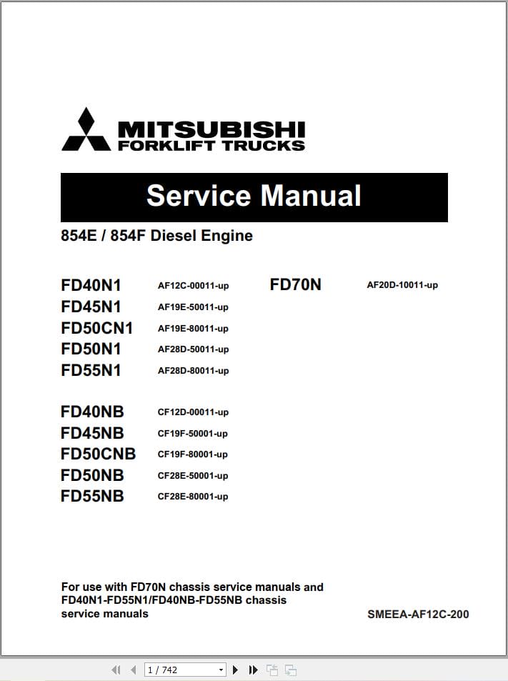 Mitsubishi Forklift FD40N1 to FD55N1 Wiring Diagram and Service Manual 06.2023 (2)