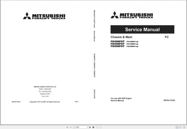 Mitsubishi Forklift FD40NFHT FD50NFHT Service Operation Manual (1)