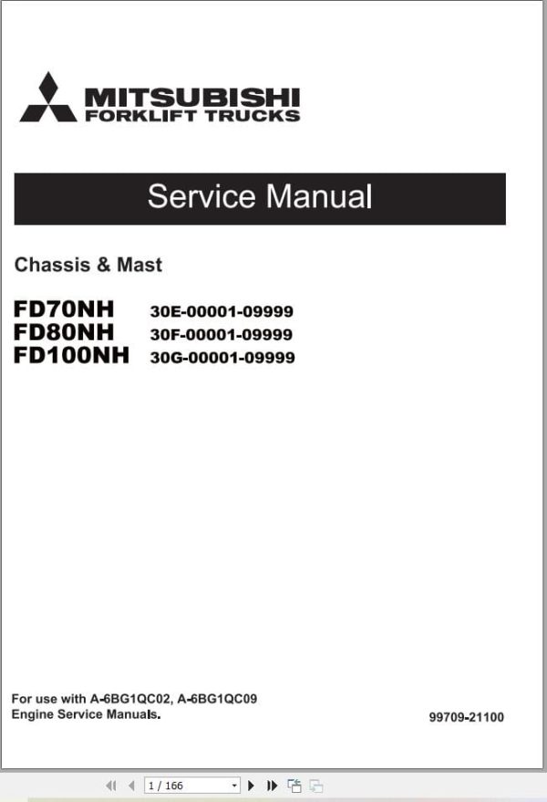 Mitsubishi Forklift FD60NH FD70NH FD80NH FD100NH Service Operation Manual 10.2023 (1)