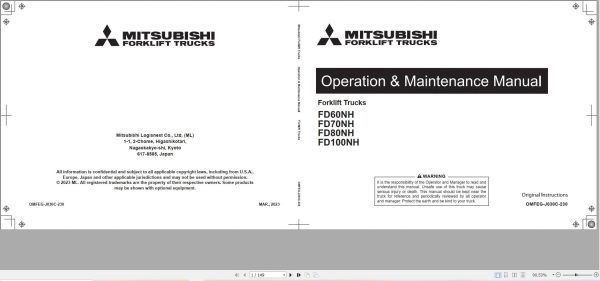 Mitsubishi Forklift FD60NH FD70NH FD80NH FD100NH Service Operation Manual 10.2023 (3)