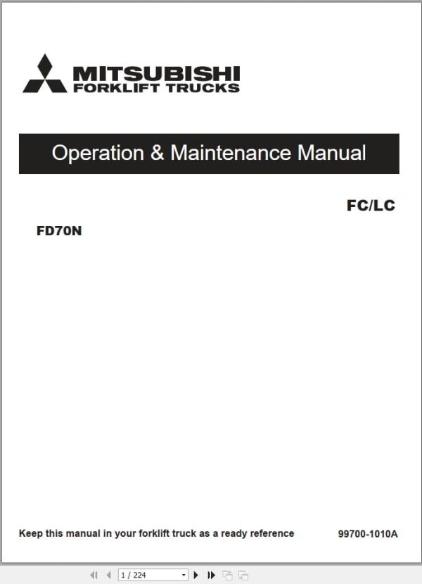 Mitsubishi Forklift FD60n Service Operation Manual (2)