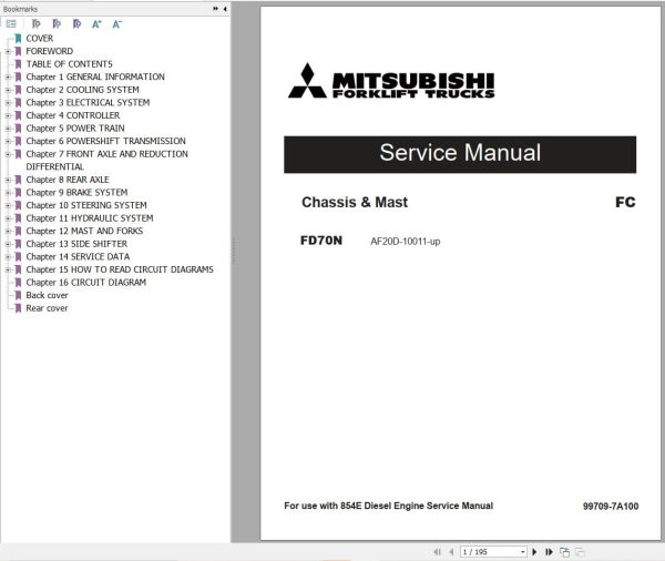 Mitsubishi Forklift FD70N Service Operation Manual (1)