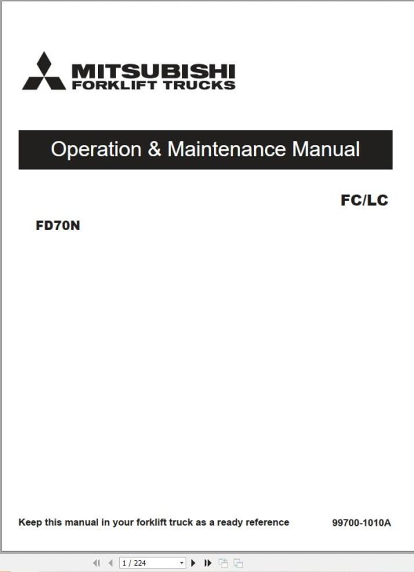 Mitsubishi Forklift FD70N Service Operation Manual (3)