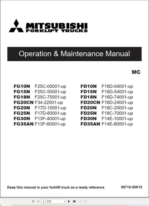 Mitsubishi Forklift FG10N Service Operation Manual (2)