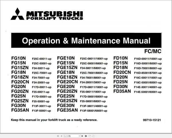 Mitsubishi Forklift FG15N FG18N FG20CN Service Operation Manual (1)