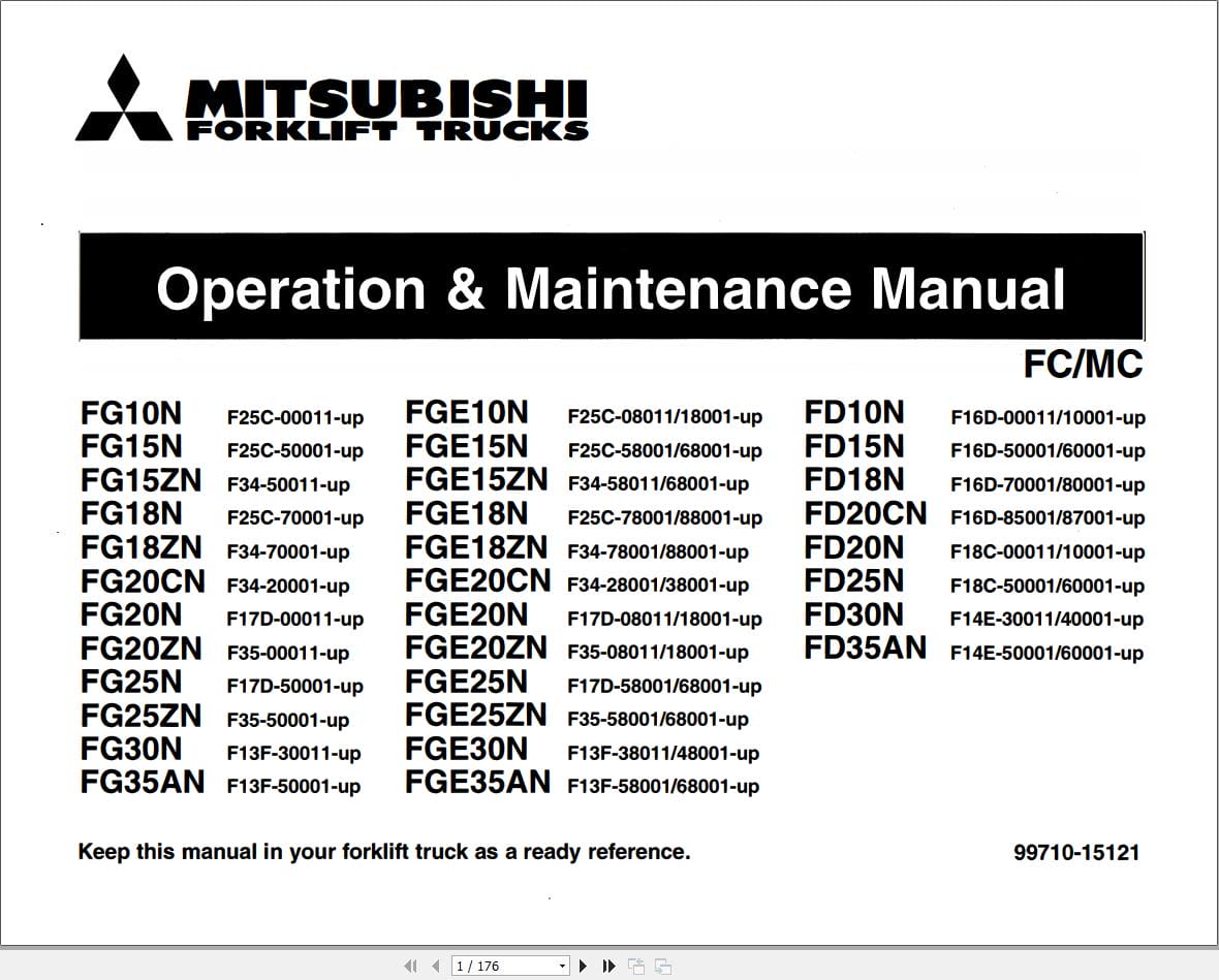 Mitsubishi Forklift FG15N FG18N FG20CN Service Operation Manual (1)
