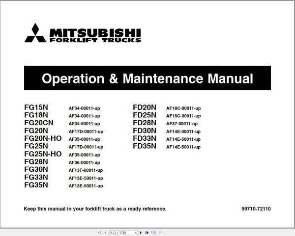 Mitsubishi Forklift FG15N FG35N to FD20NM FD35NM Service Operation Manual 10.2023 (2)