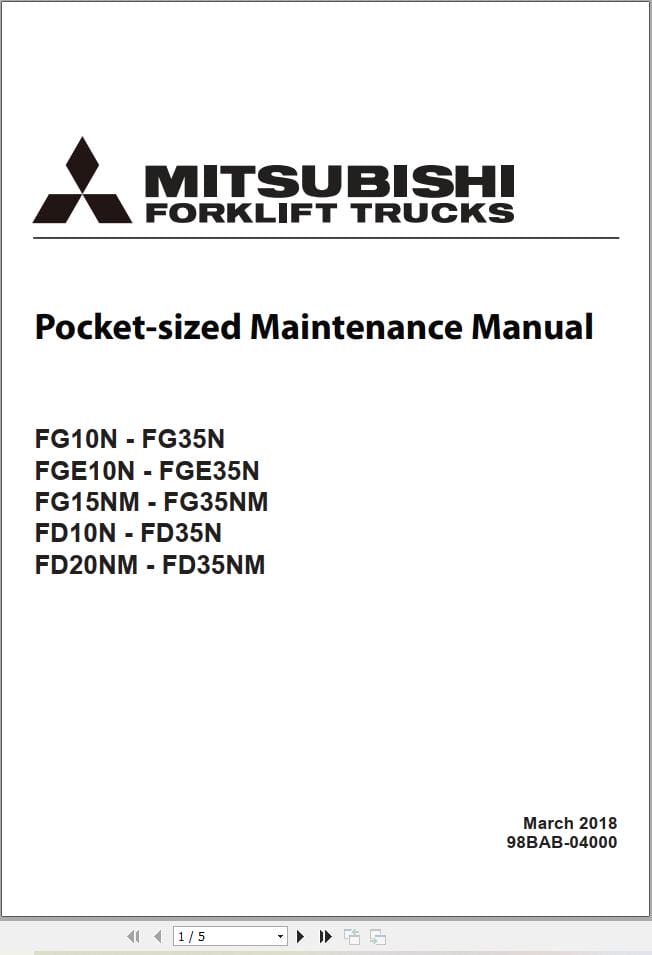 Mitsubishi Forklift FG15NM FG18NM FG20CNM FG25NM FG30NM FG35NM Maintenance Manual (1)