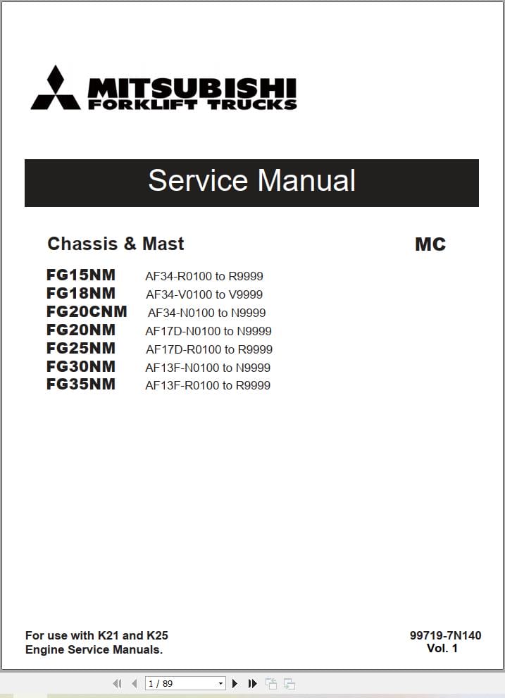 Mitsubishi Forklift FG15NM to FG35NM Service Operation Manual 10.2023 (2)