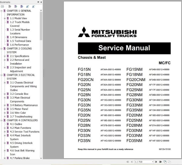 Mitsubishi Forklift FG18N Service Operation Manual 10.2023 (1)