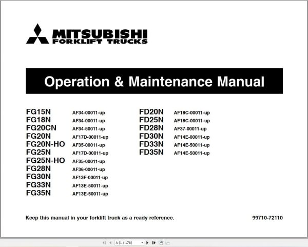 Mitsubishi Forklift FG18N Service Operation Manual 10.2023 (3)