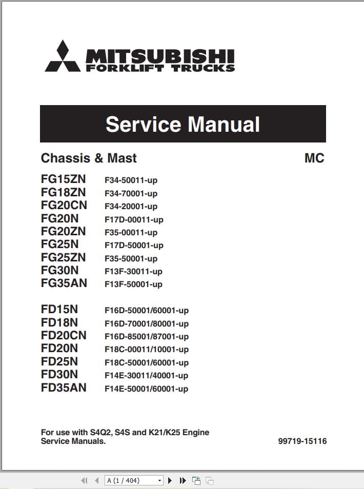 Mitsubishi Forklift FG20CN Service Operation Manual 10.2023 (1)