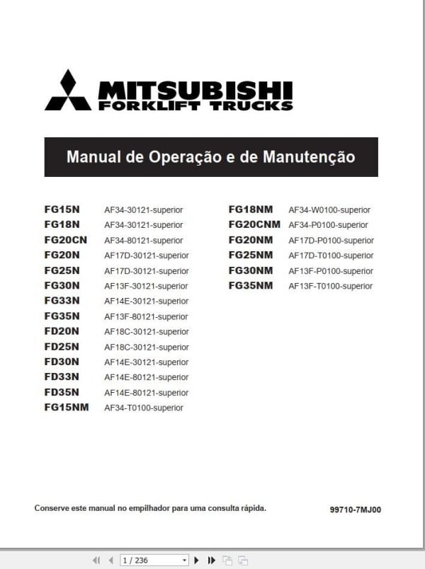 Mitsubishi Forklift FG20CN Service Operation Manual 10.2023 (3)