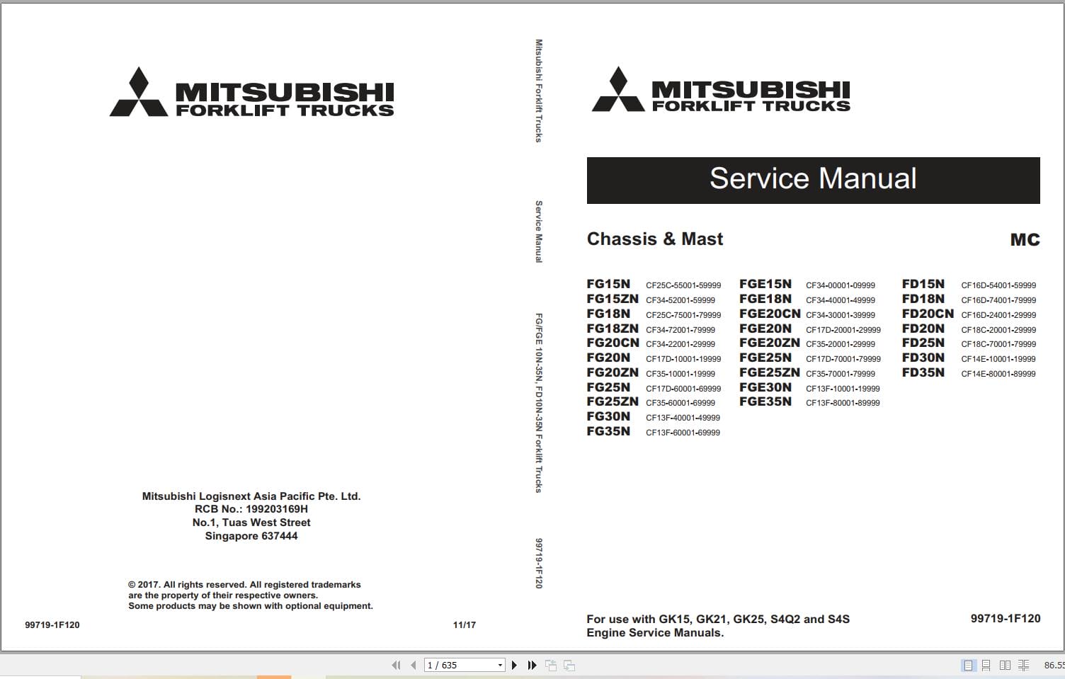 Mitsubishi Forklift FG20CND FD20CND FD20CNT Service Operation Manual (1)