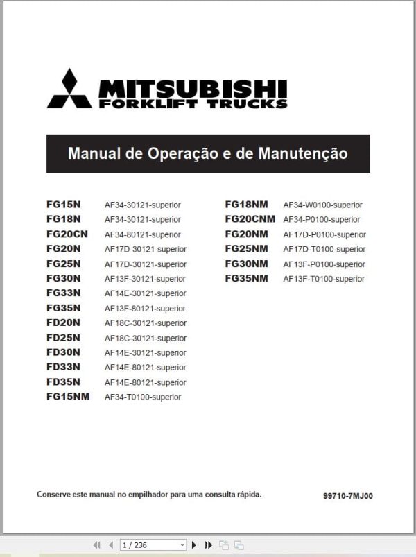 Mitsubishi Forklift FG20N FG25N FG30N Service Operation Manual 02.2024 (3)