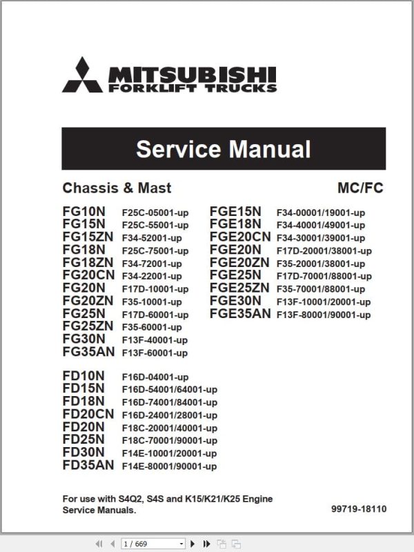 Mitsubishi Forklift FG20N FG25N FG30N Service Operation Manual (2)