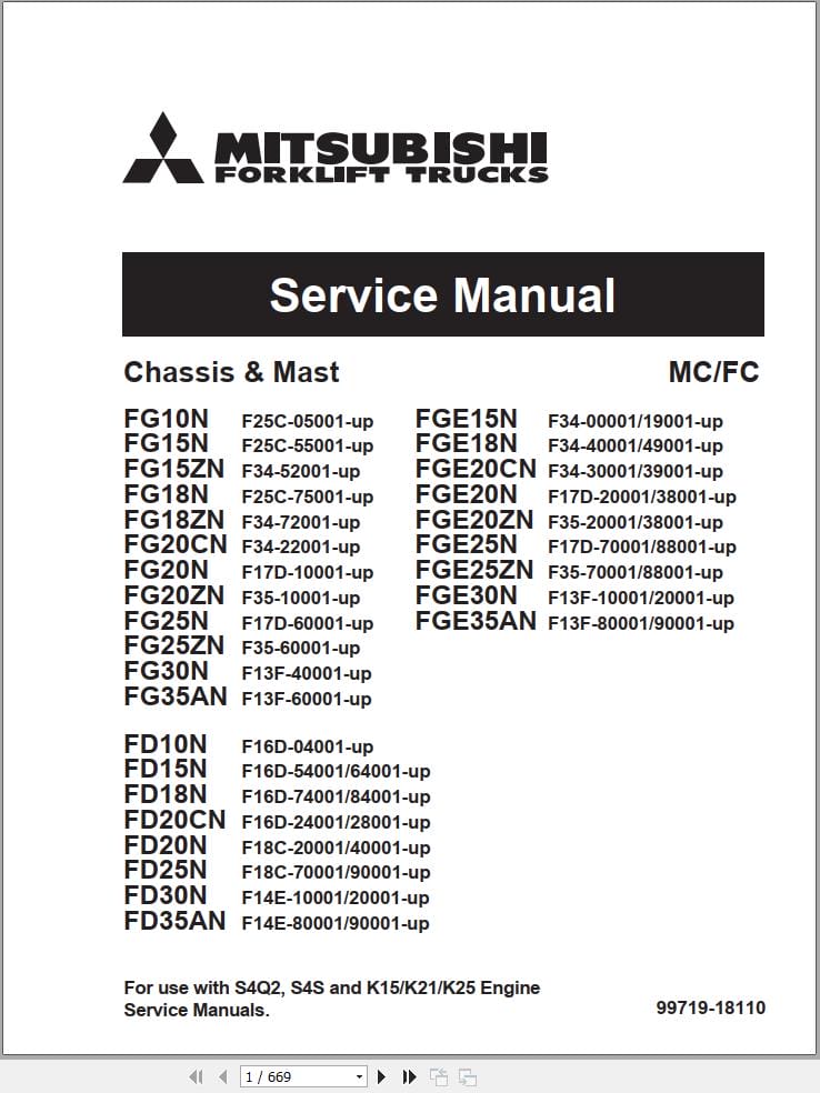 Mitsubishi Forklift FG20N FG25N FG30N Service Operation Manual (2)