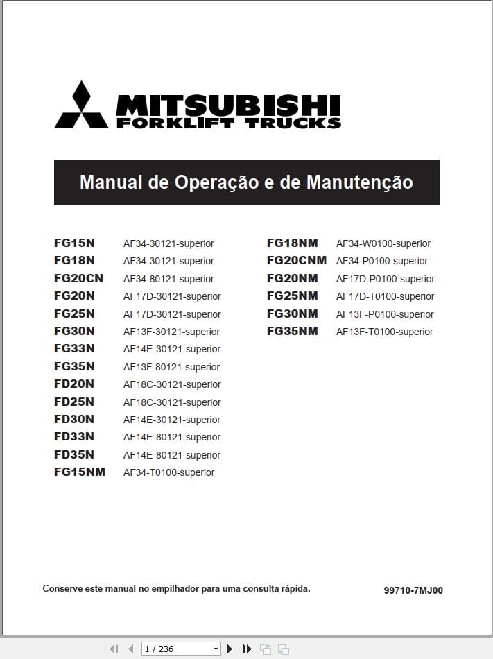 Mitsubishi Forklift FG33N Service Operation Manual 02.2024 (2)