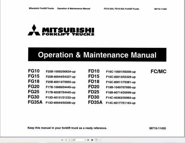 Mitsubishi Forklift FG35A Service Operation Manual (2)