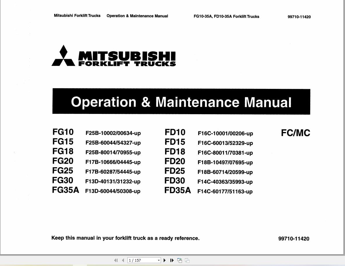 Mitsubishi Forklift FG35A Service Operation Manual (2)