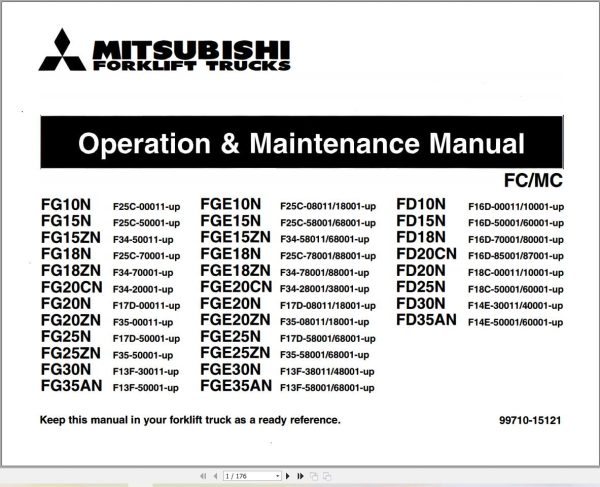Mitsubishi Forklift FG35AN Service Operation Manual (1)