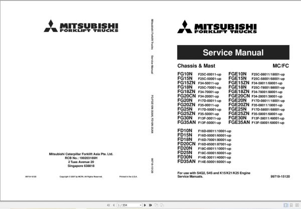 Mitsubishi Forklift FG35AN Service Operation Manual (2)