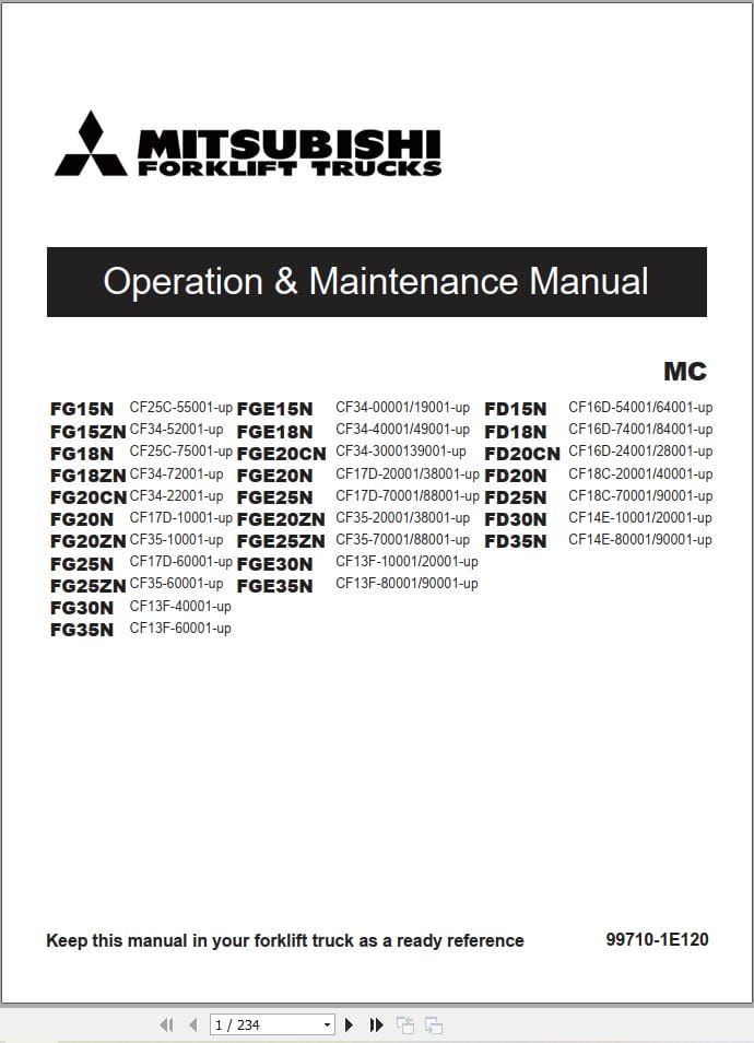 Mitsubishi Forklift FG35N Service Operation Manual (2)