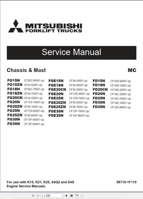 Mitsubishi Forklift FG35NT Service Operation Manual (2)