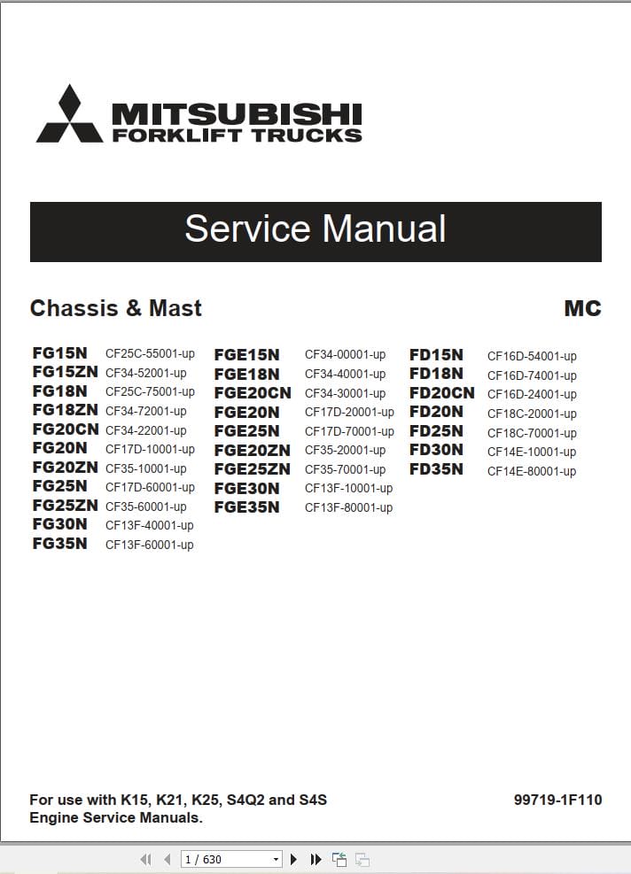 Mitsubishi Forklift FG35NT Service Operation Manual (2)
