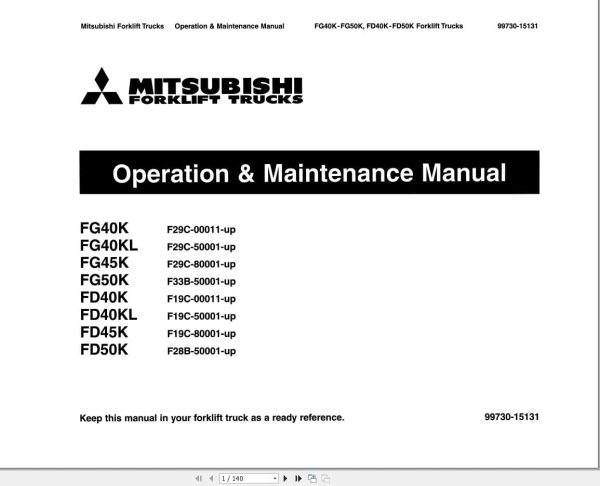 Mitsubishi Forklift FG40K FG40KL FG45K FG50K Service Operation Manual (2)