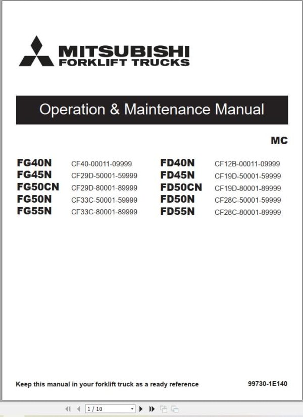 Mitsubishi Forklift FG40N FG45N FG50CN FG50N FG55N Service Operation Manual (2)