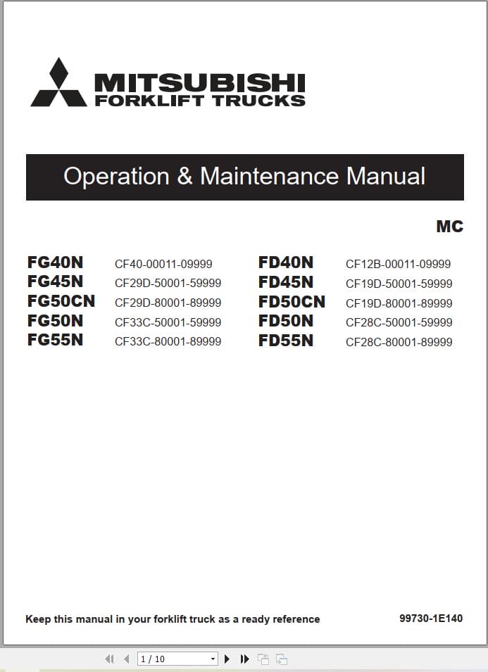 Mitsubishi Forklift FG40N FG45N FG50CN FG50N FG55N Service Operation Manual (2)