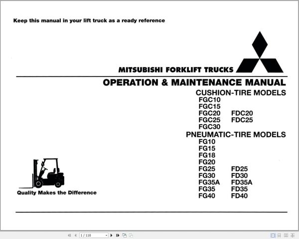 Mitsubishi Forklift FGC15 FGC30 Service Operation Manual 04.2024 (1)