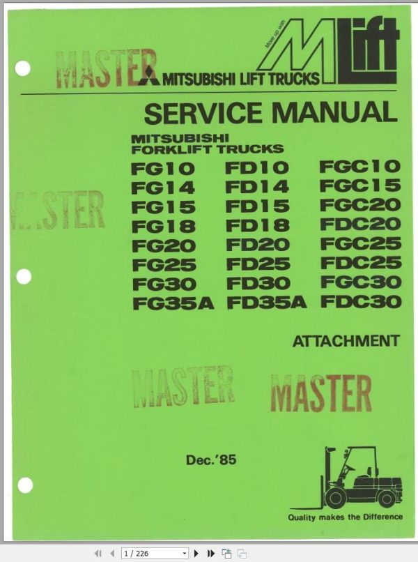 Mitsubishi Forklift FGC15 FGC30 Service Operation Manual 04.2024 (2)