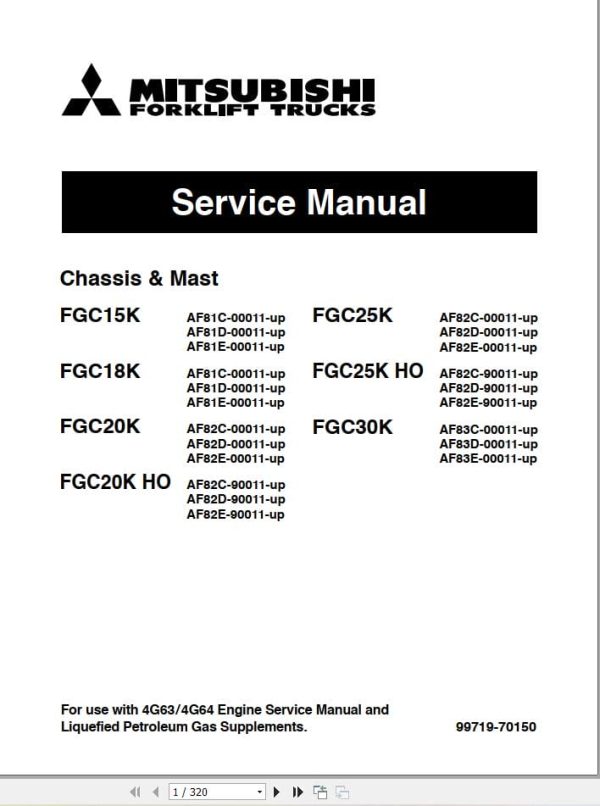 Mitsubishi Forklift FGC15K FGC30K Diagram and Service Manual 03.2024 (1)