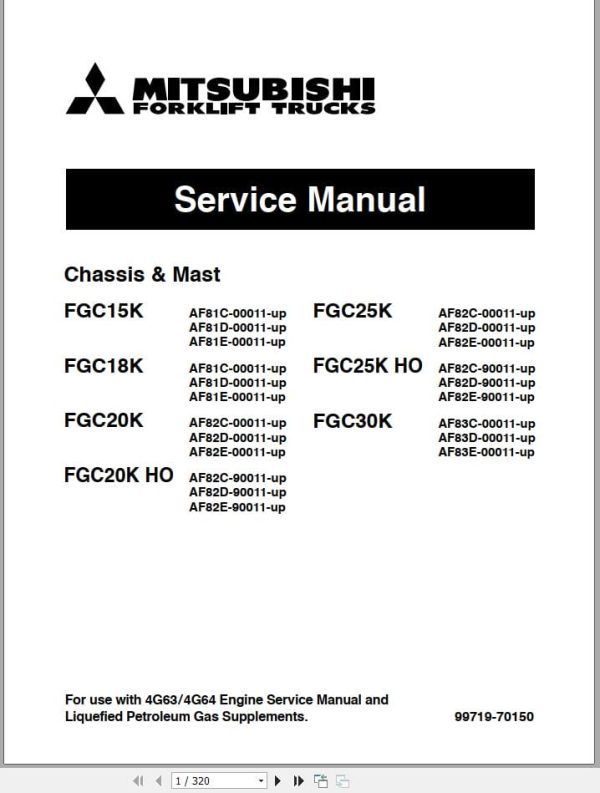 Mitsubishi Forklift FGC15K to FGC30K Service Operation Manual 03.2024 (1)