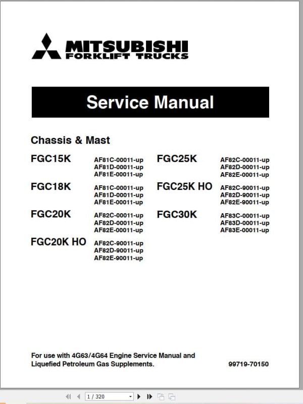 Mitsubishi Forklift FGC15K to FGC30K Service Operation Manual (1)