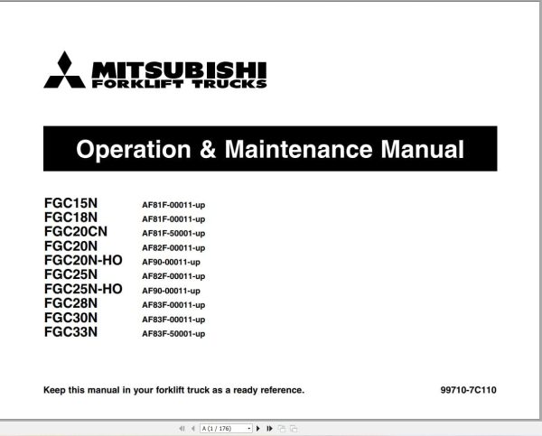 Mitsubishi Forklift FGC15N to FGC33N Service Operation Manual 02.2024 (1)