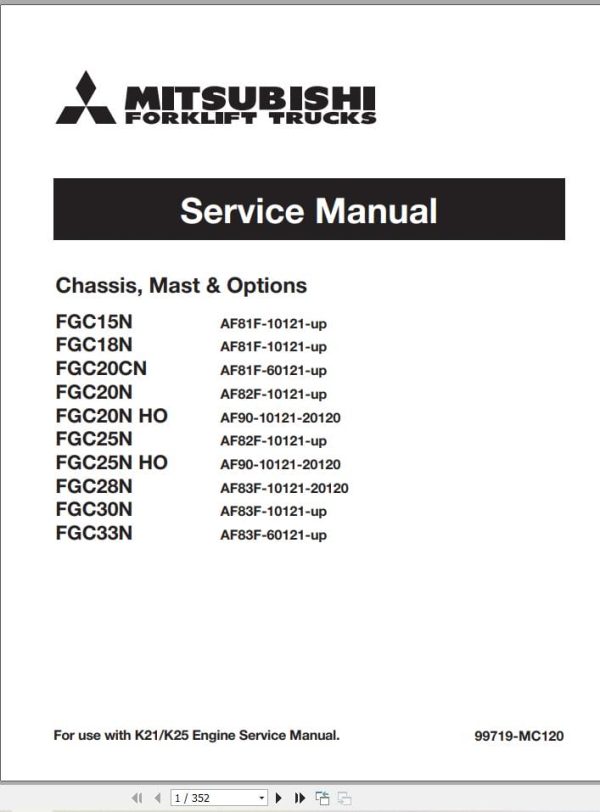 Mitsubishi Forklift FGC15N to FGC33N Service Operation Manual 02.2024 (2)
