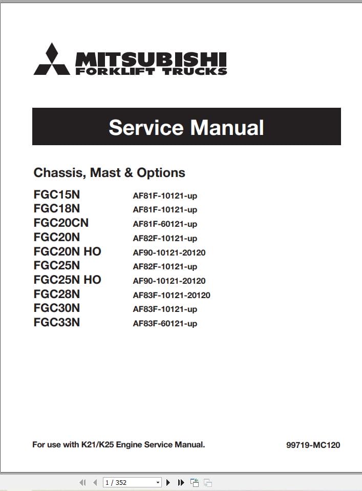Mitsubishi Forklift FGC15N to FGC33N Service Operation Manual 02.2024 (2)