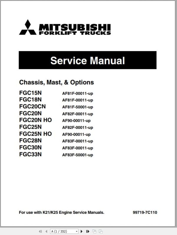 Mitsubishi Forklift FGC15N to FGC33N Service Operation Manual (1)