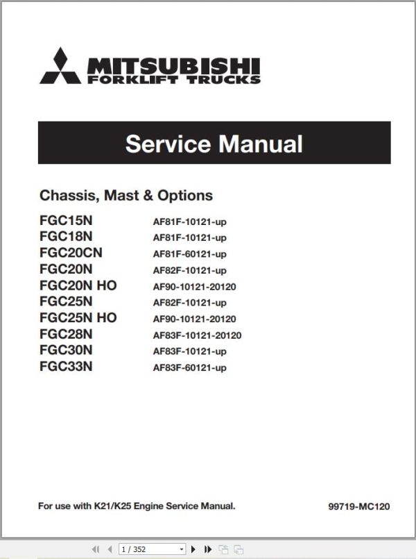 Mitsubishi Forklift FGC28N Operation Service Manual 02.2024 (2)