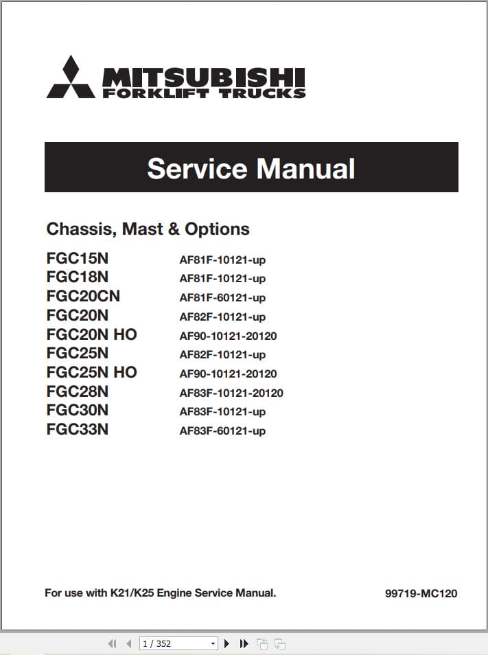 Mitsubishi Forklift FGC28N Operation Service Manual 02.2024 (2)