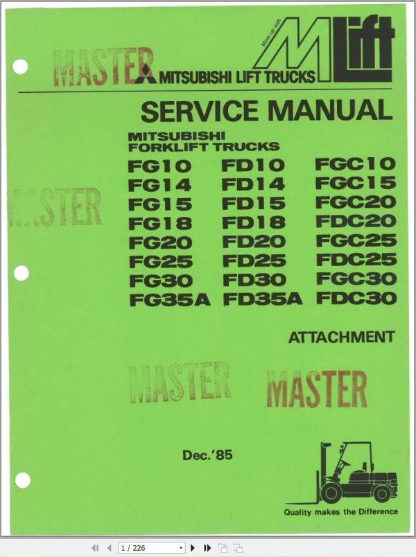 Mitsubishi Forklift FGC30 Service Operation Manual 04.2024 (1)